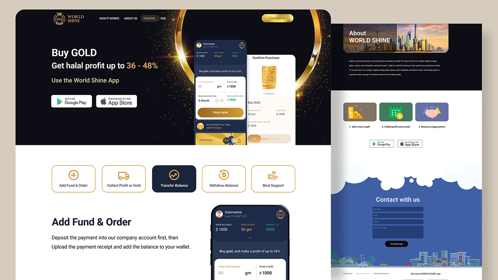 Landing page for gold selling mobile app